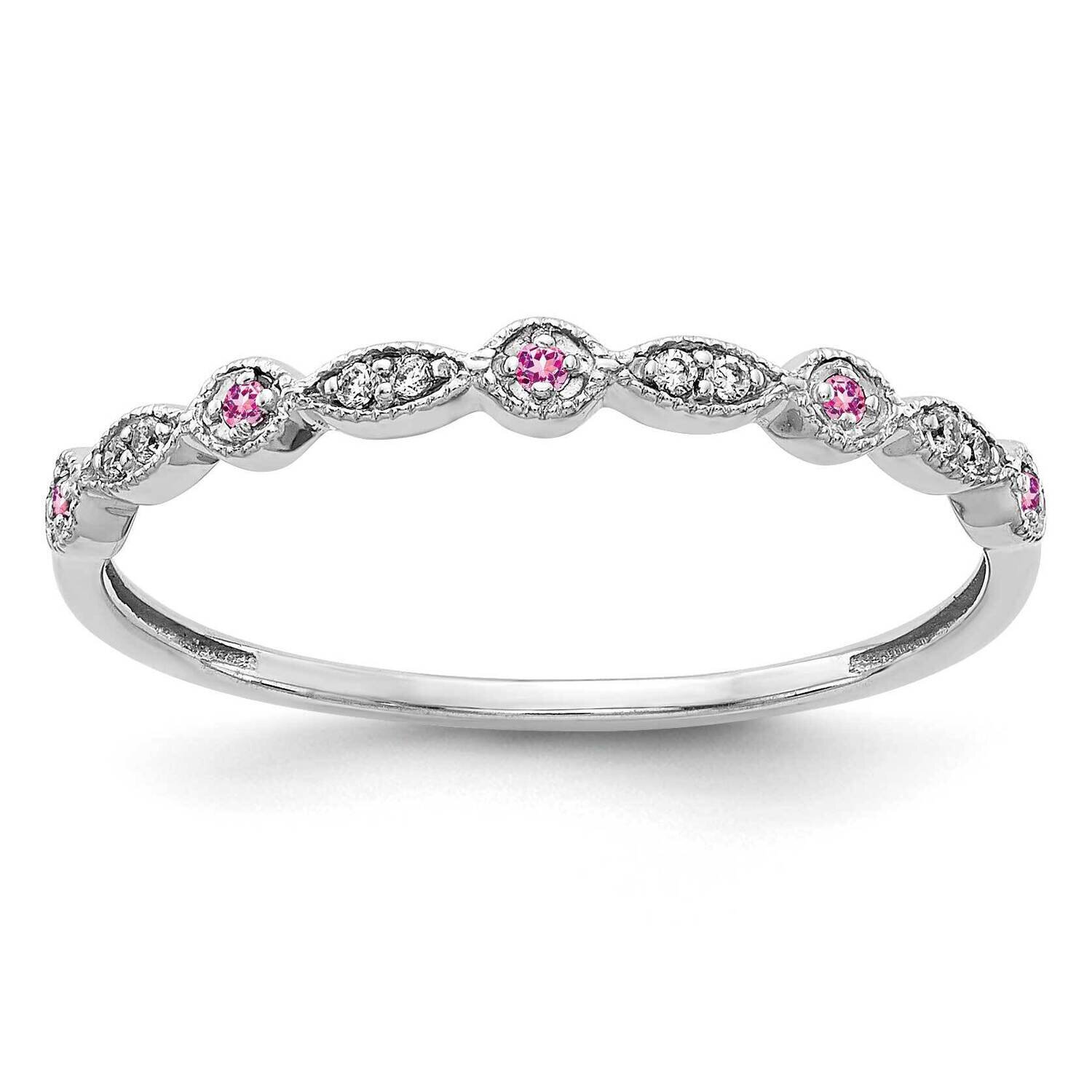 Pink Sapphire Ring 14k White Gold Diamond RM5625-PS-003-WA