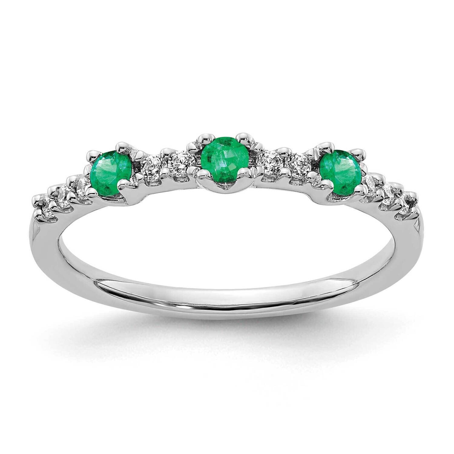 Diamond and Emerald 3-Stone Ring 14k White Gold RM5739-EM-010-WA