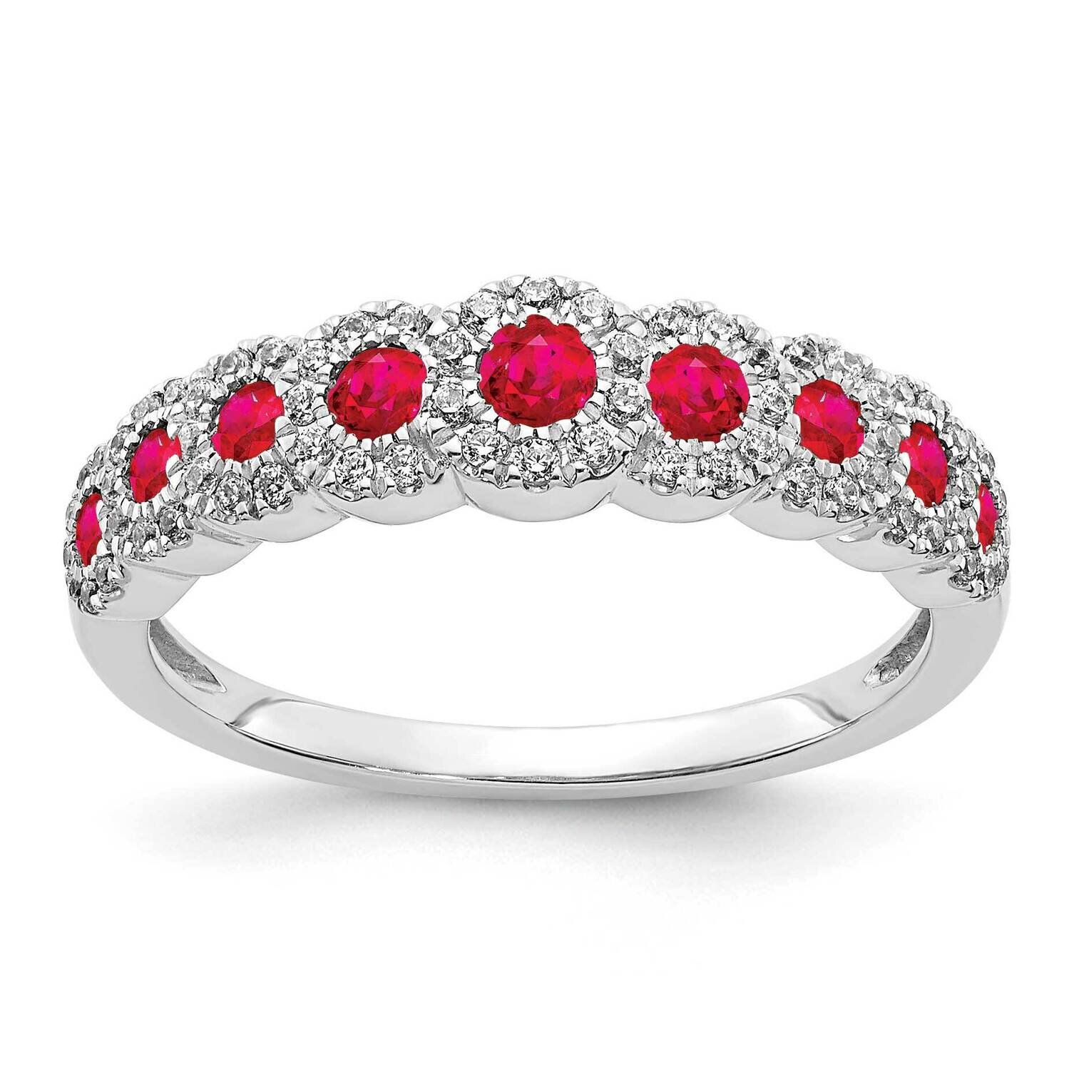 Ruby Polished Ring 14k White Gold Diamond RM5741-RU-025-WA