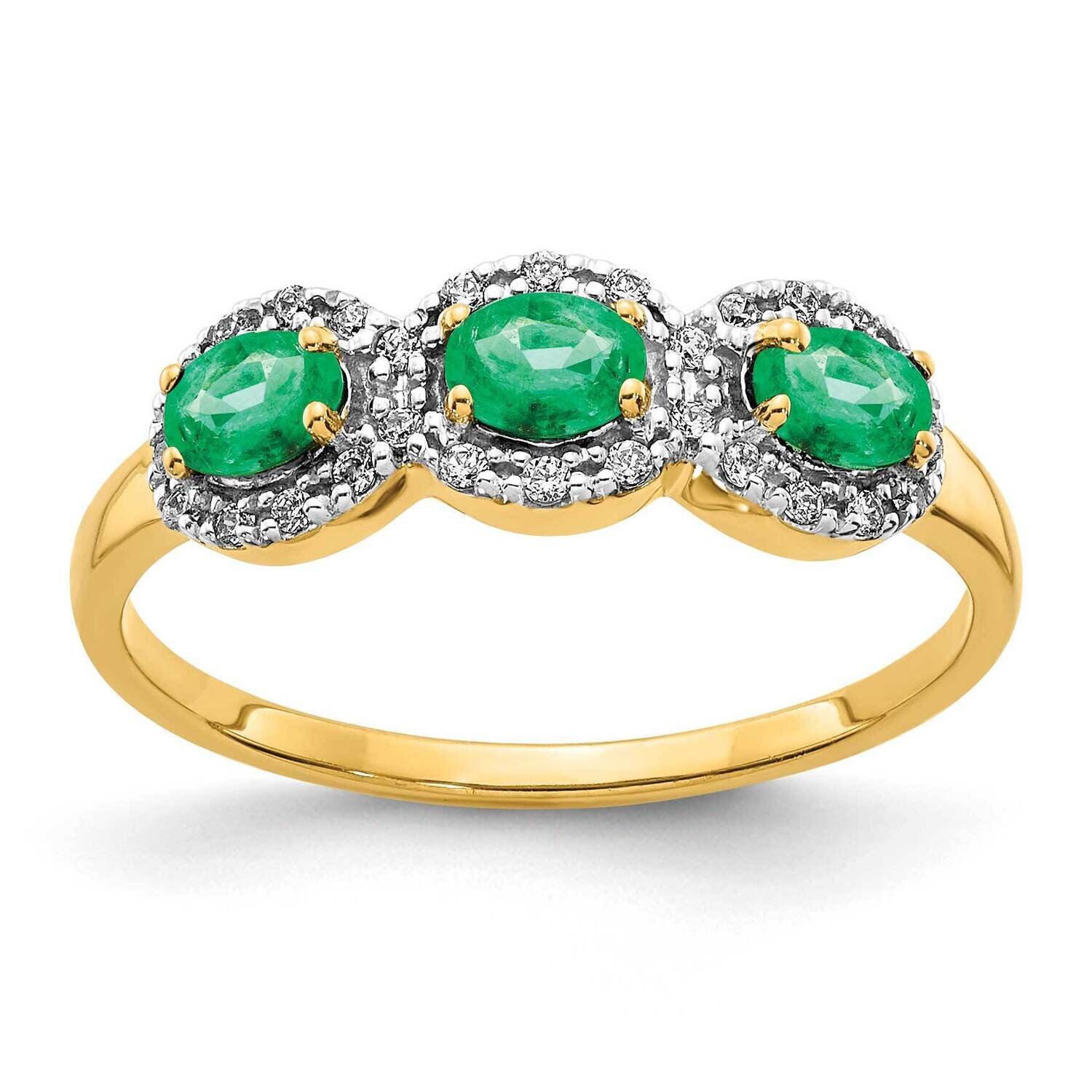 Emerald &amp; Diamond Three Stone Ring 14k Gold RM5744-EM-013-YA, MPN: RM5744-EM-013-YA, 191101703942
