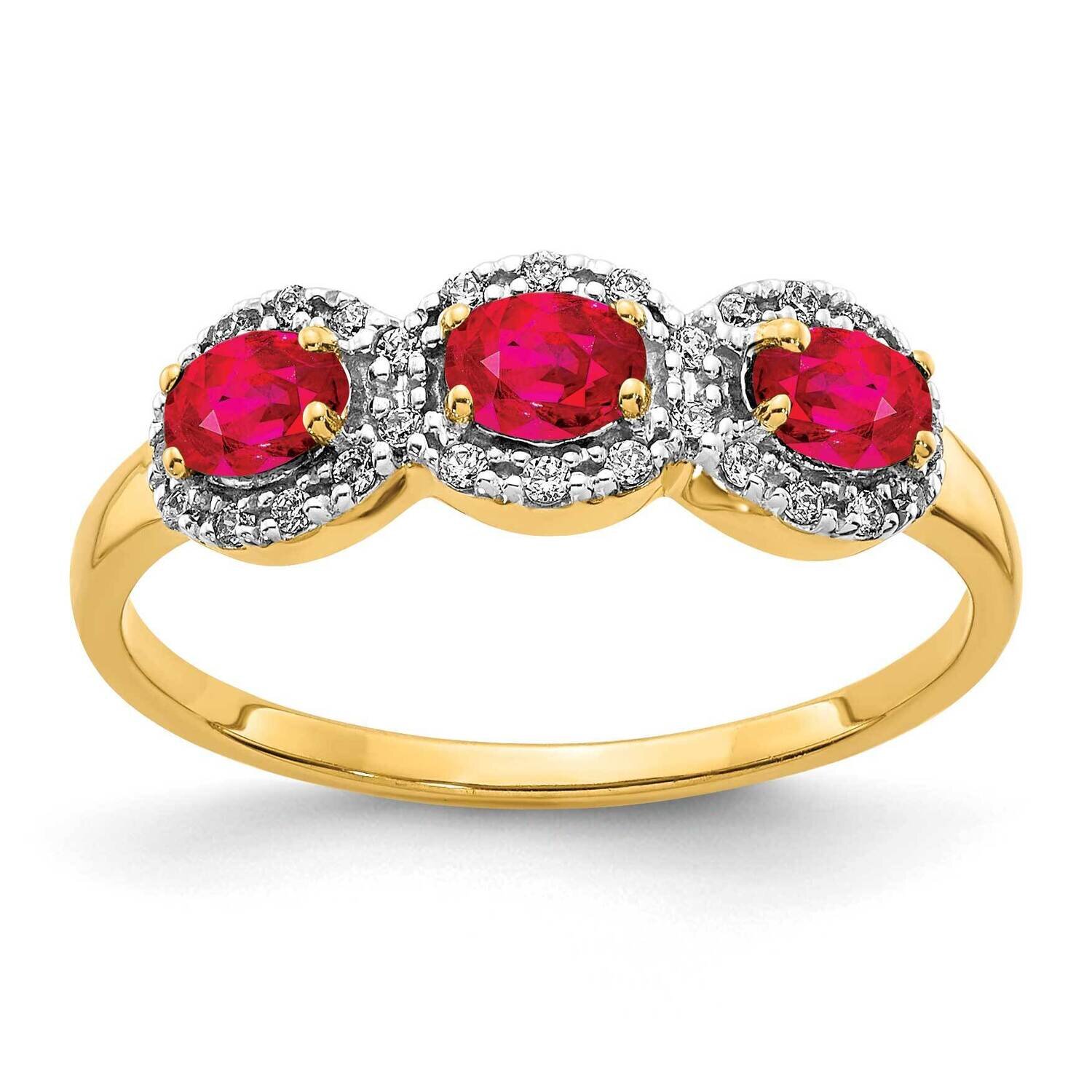 Composite Ruby & Diamond Three Stone Ring 14k Gold RM5744-RU-013-YA