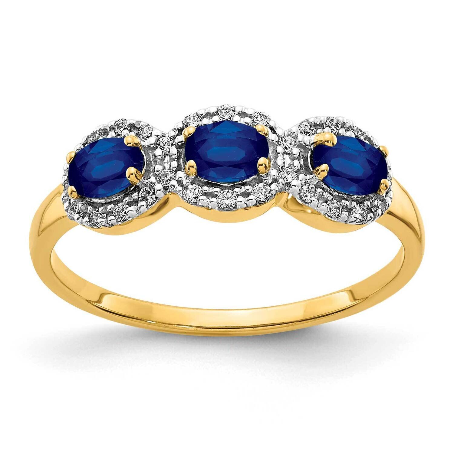 Sapphire &amp; Diamond Three Stone Ring 14k Gold RM5744-SA-013-YA, MPN: RM5744-SA-013-YA, 191101704710