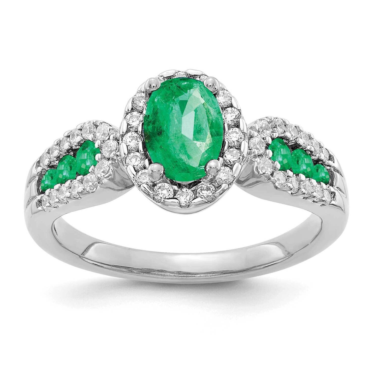 Emerald Ring 14k White Gold Diamond RM5745-EM-033-WA, MPN: RM5745-EM-033-WA, 883957979175