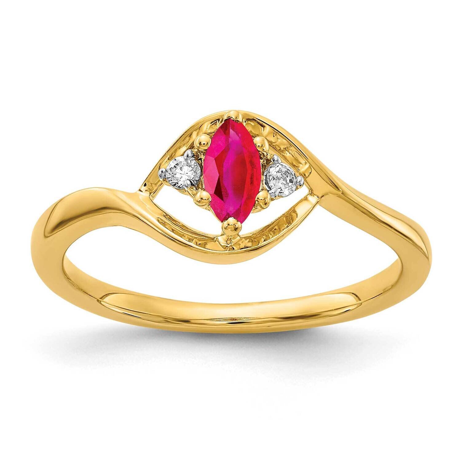 Ruby Ring 14k Gold Diamond RM5752-RU-005-YA