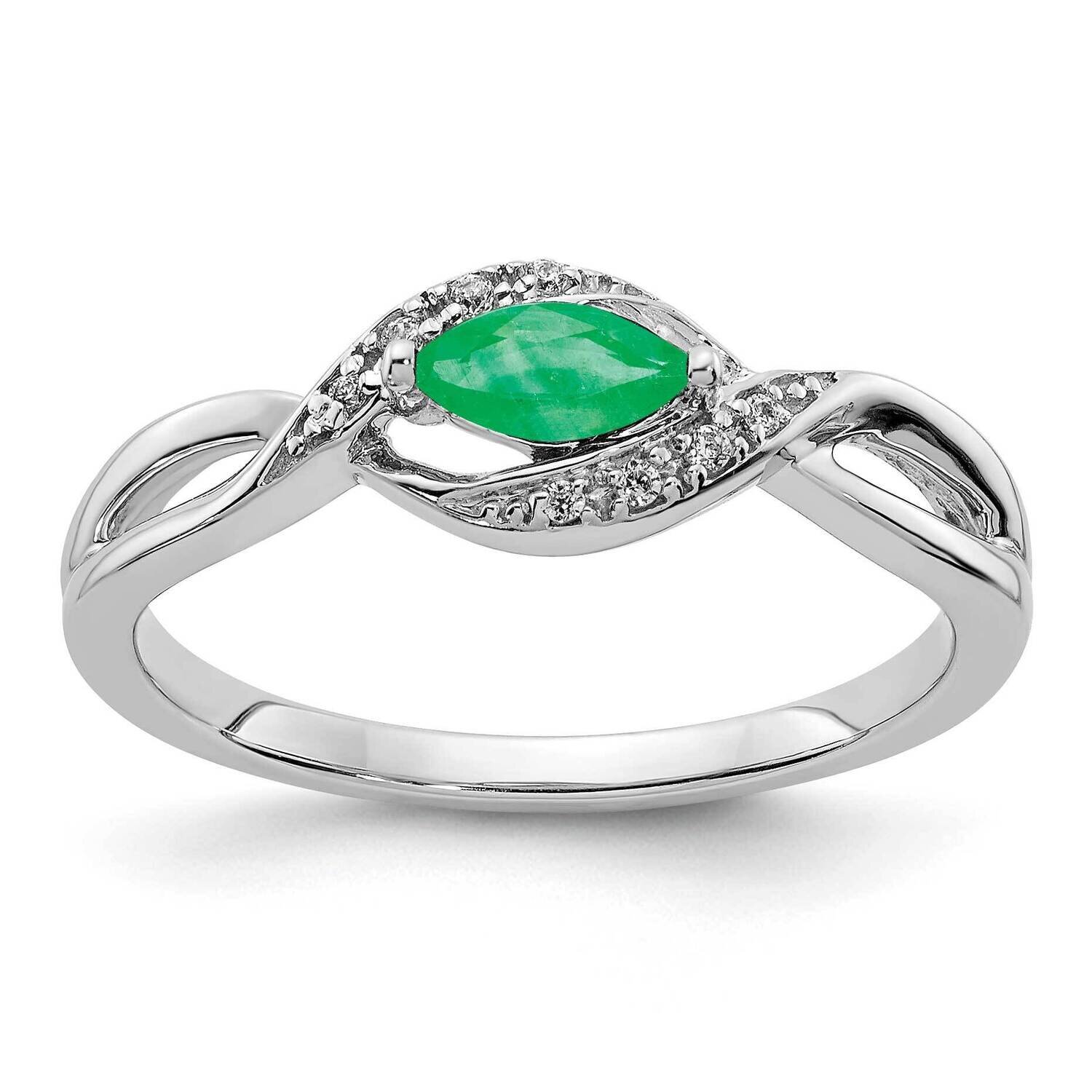 Emerald Ring 14k White Gold Diamond RM5755-EM-004-WA