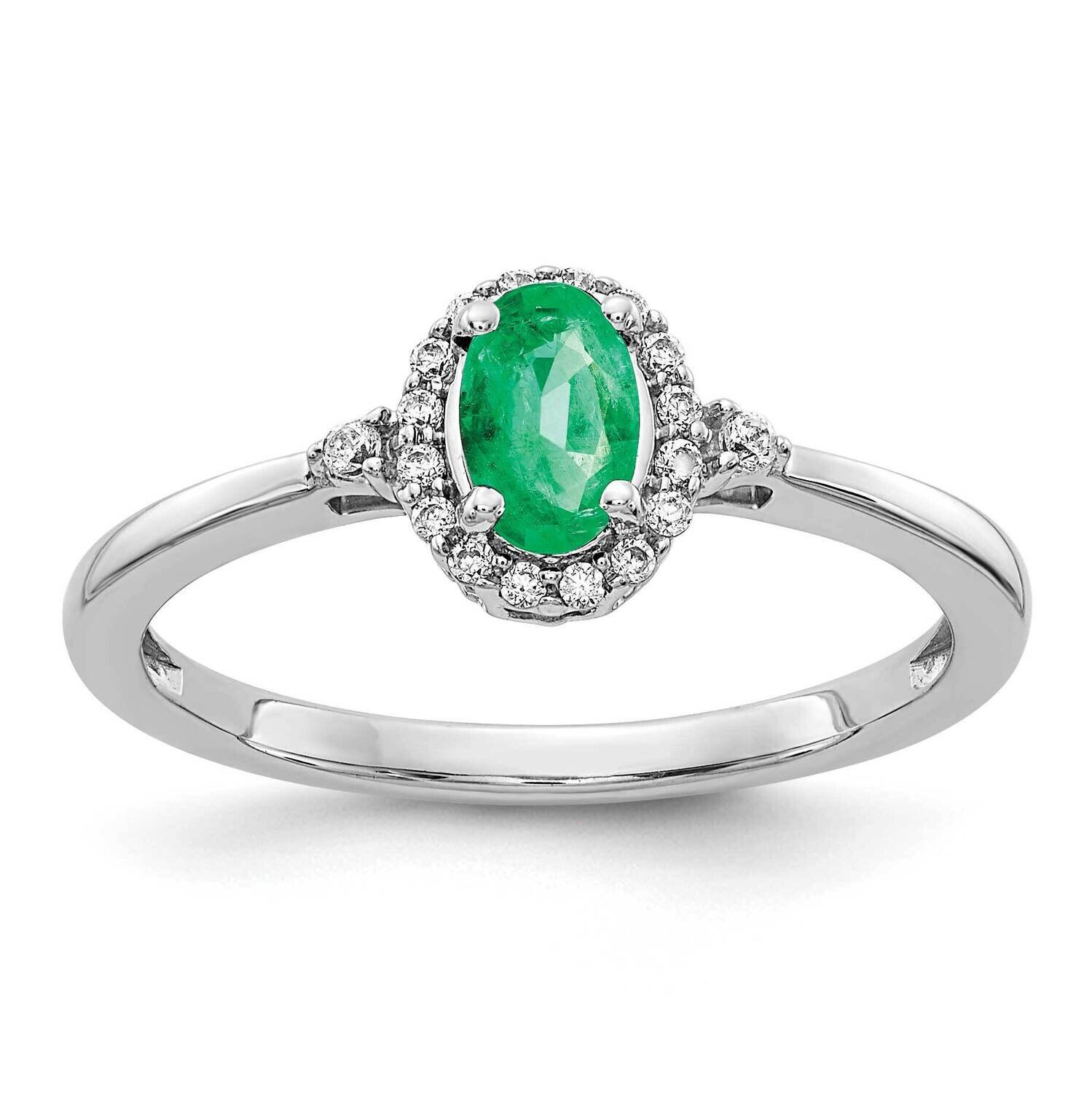 Emerald and Diamond Ring 14k White Gold RM5756-EM-010-WA