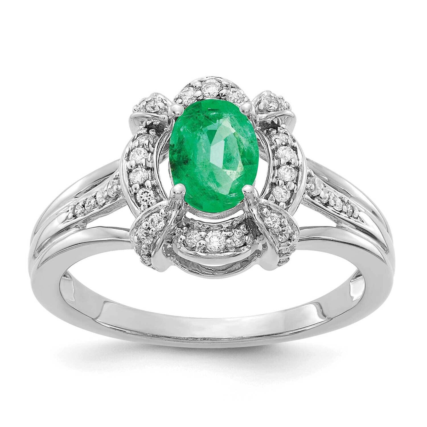 Emerald Ring 14k White Gold Diamond RM5758-EM-020-WA