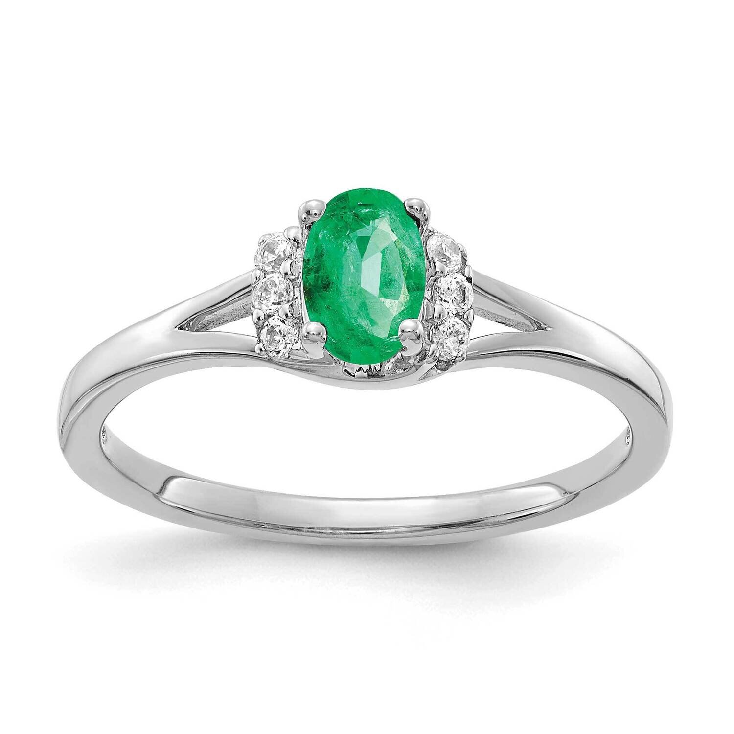 Emerald Ring 14k White Gold Diamond RM5761-EM-007-WA
