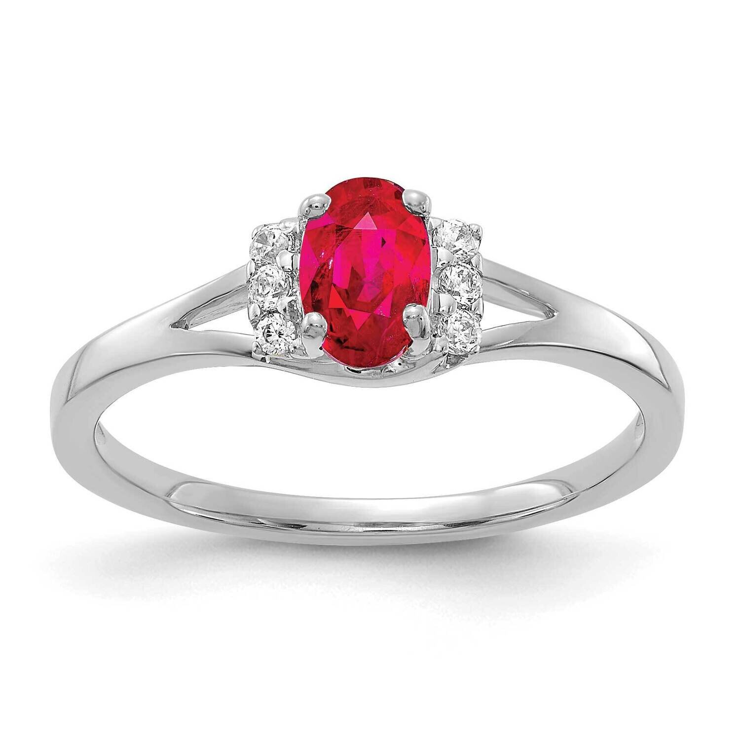Ruby Ring 14k White Gold Diamond RM5761-RU-007-WA