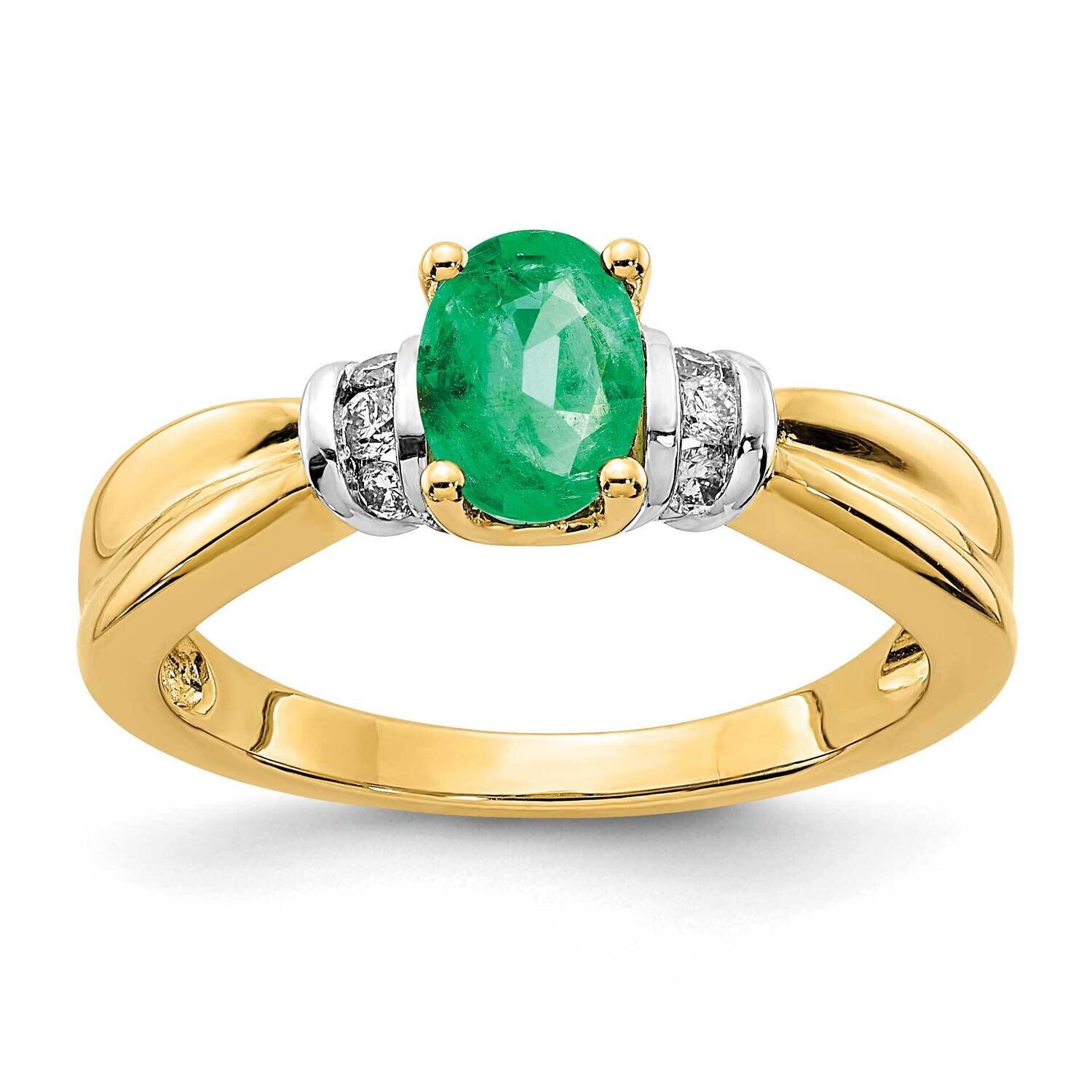 Rhodiumd Diamond Emerald Ring 14k Gold RM5762-EM-010-YA