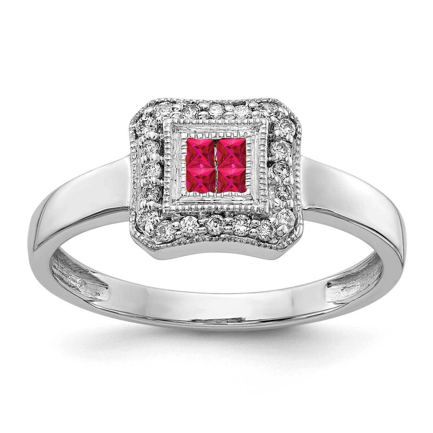 Square Design Ruby &amp; Diamond Ring 14k White Gold RM5763-RU-013-WA, MPN: RM5763-RU-013-WA, 843642052…