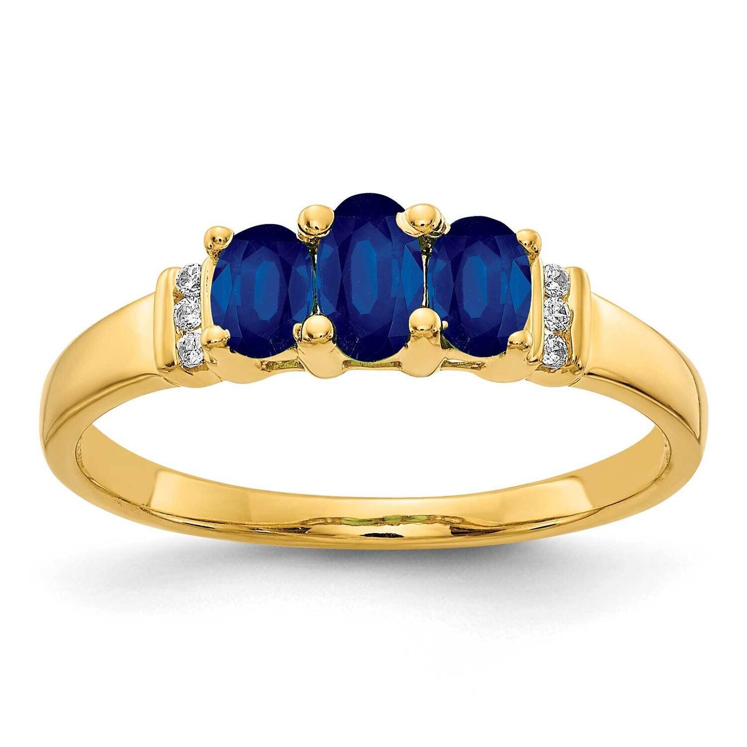 Polished Triple Sapphire and Diamond Ring 14k Gold RM5764-SA-003-YA