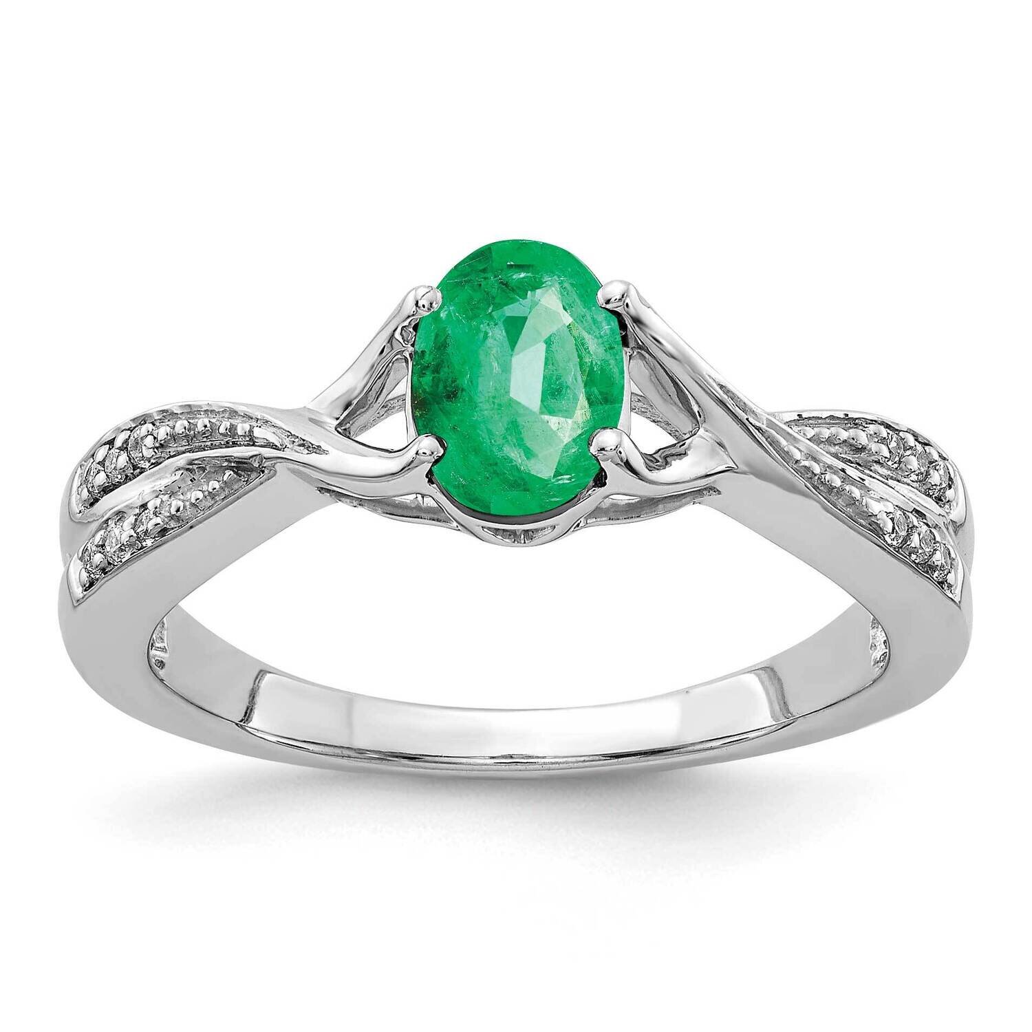 Emerald and Diamond Ring 14k White Gold RM5773-EM-007-WA, MPN: RM5773-EM-007-WA, 883957477510