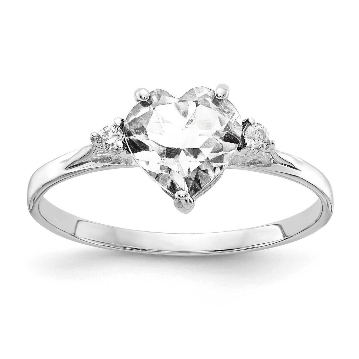 7mm Heart Cubic Zirconia A Diamond Ring 14k White Gold X9681CZ/A, MPN: X9681CZ/A, 883957579726