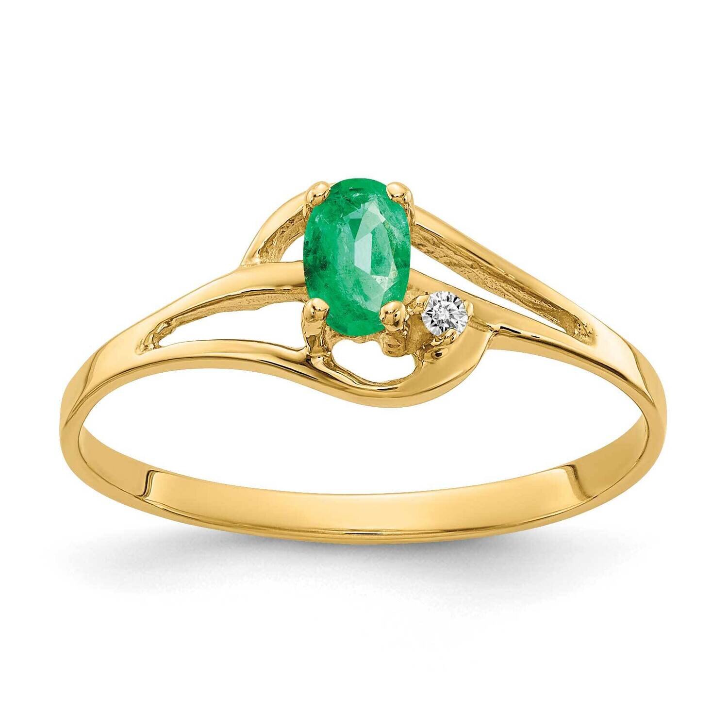 5x3mm Oval Emerald AA Diamond Ring 14k Gold X9712E/AA