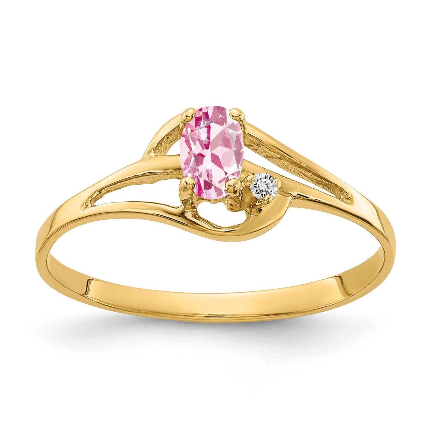 5x3mm Oval Pink Tourmaline AA Diamond Ring 14k Gold X9712PT/AA