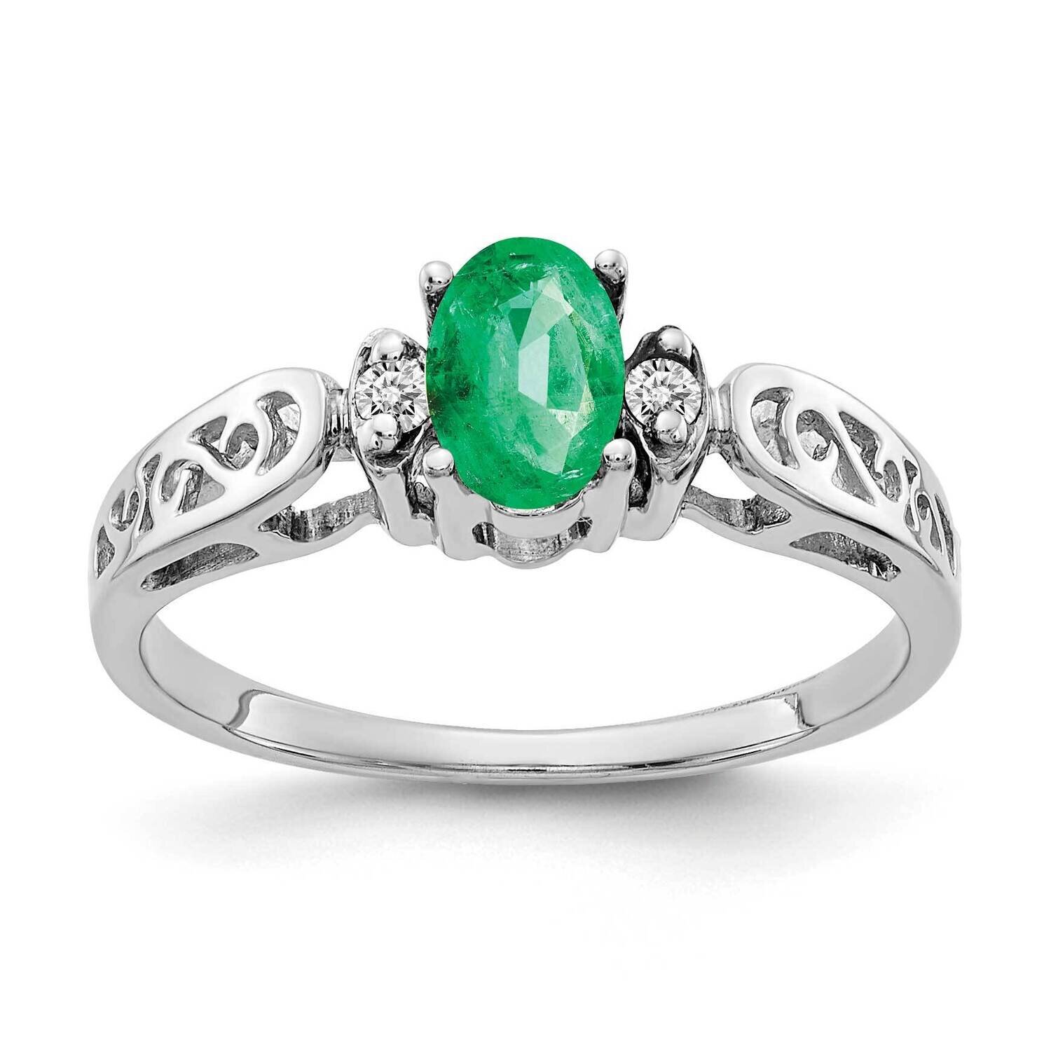 6x4mm Oval Emerald AA Diamond Ring 14k White Gold X9735E/AA, MPN: X9735E/AA, 883957645131