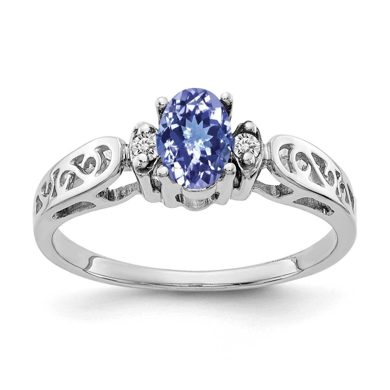 6x4mm Oval Tanzanite AA Diamond Ring 14k White Gold X9735T/AA, MPN: X9735T/AA, 883957647012