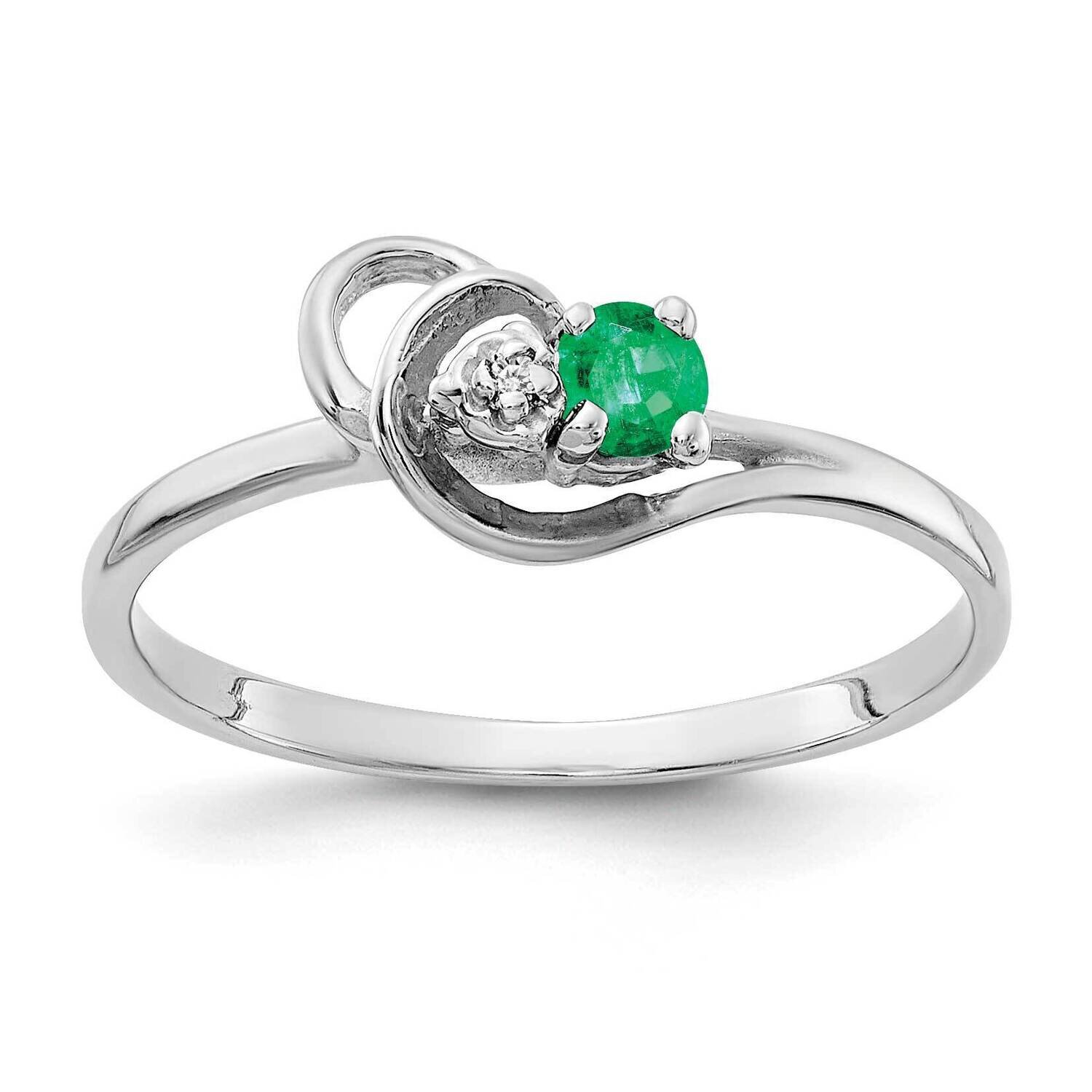 3mm Emerald AAA Diamond Ring 14k White Gold X9739E/AAA, MPN: X9739E/AAA, 883957638621