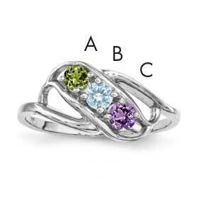 Synthetic 3 Stone Mother&#39;s Ring Sterling Silver Rhodium-plated XMR1/3SS-10, MPN: XMR1/3SS-10, 88395…