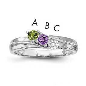 Synthetic 3 Stone Mother&#39;s Ring Sterling Silver Rhodium-plated XMR10/3SS-10, MPN: XMR10/3SS-10, 883…