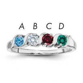 Synthetic 4 Stone Mother&#39;s Ring Sterling Silver Rhodium-plated XMR11/4SS-10, MPN: XMR11/4SS-10, 883…