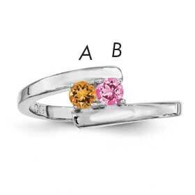 Synthetic 2 Stone Mother&#39;s Ring Sterling Silver Rhodium-plated XMR16/2SS-6, MPN: XMR16/2SS-6, 88395…