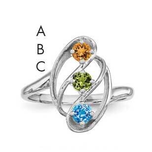 Synthetic 3 Stone Mother&#39;s Ring Sterling Silver Rhodium-plated XMR3/3SS-10, MPN: XMR3/3SS-10, 88395…