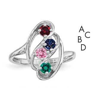 Synthetic 4 Stone Mother&#39;s Ring Sterling Silver Rhodium-plated XMR3/4SS-9, MPN: XMR3/4SS-9, 8839578…