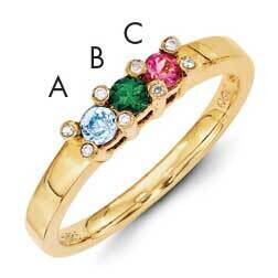 Genuine Stone &amp; Diamond Set Ring 14k Gold Family Jewelry XMR31/3GY, MPN: XMR31/3GY, 883957160153