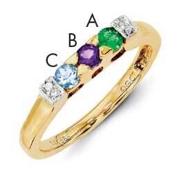 Genuine Stone &amp; Diamond Set Ring 14k Gold Family Jewelry XMR35/3GY, MPN: XMR35/3GY, 883957160351