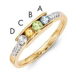 Genuine Stone &amp; Diamond Set Ring 14k Gold Family Jewelry XMR42/4GY