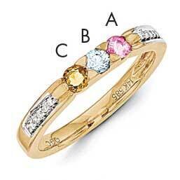Genuine Stone &amp; Diamond Set Ring 14k Gold Family Jewelry XMR43/3GY, MPN: XMR43/3GY, 883957160870