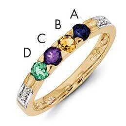 Genuine Stone & Diamond Set Ring 14k Gold Family Jewelry XMR43/4GY