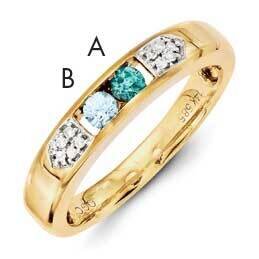 Genuine Stone &amp; Diamond Set Ring 14k Gold Family Jewelry XMR48/2GY, MPN: XMR48/2GY, 883957161051