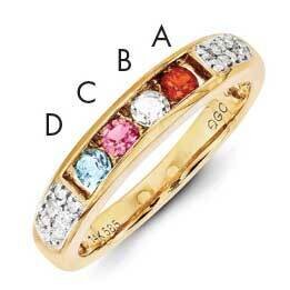 Genuine Stone &amp; Diamond Set Ring 14k Gold Family Jewelry XMR48/4GY