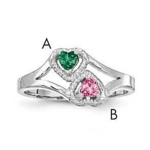 Synthetic 2 Stone Mother&#39;s Ring Sterling Silver Rhodium-plated XMR64/2SS-5, MPN: XMR64/2SS-5, 88395…