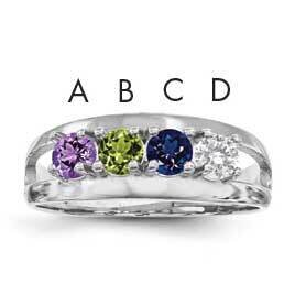 Synthetic 4 Stone Mother&#39;s Ring Sterling Silver Rhodium-plated XMR7/4SS-10, MPN: XMR7/4SS-10, 88395…