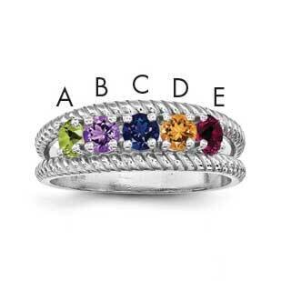 Synthetic 5 Stone Mother&#39;s Ring Sterling Silver Rhodium-plated XMR8/5SS-10, MPN: XMR8/5SS-10, 88395…