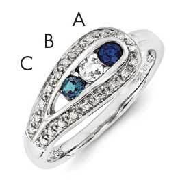 Family Jewelry Genuine Stone &amp; Diamond Set Ring 14k White Gold XMRW29/3GY, MPN: XMRW29/3GY, 8839571…