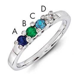 Family Jewelry Genuine Stone & Diamond Set Ring 14k White Gold XMRW31/4GY