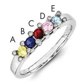 Family Jewelry Genuine Stone & Diamond Set Ring 14k White Gold XMRW31/5GY