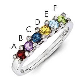 Family Jewelry Genuine Stone & Diamond Set Ring 14k White Gold XMRW31/6GY