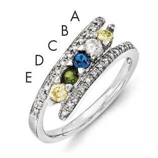 Family Jewelry Genuine Stone & Diamond Set Ring 14k White Gold XMRW33/5GY