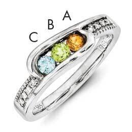 Family Jewelry Genuine Stone & Diamond Set Ring 14k White Gold XMRW39/3GY