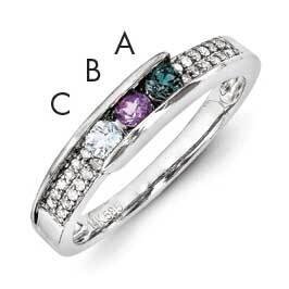 Family Jewelry Genuine Stone &amp; Diamond Set Ring 14k White Gold XMRW49/3GY, MPN: XMRW49/3GY, 8839571…