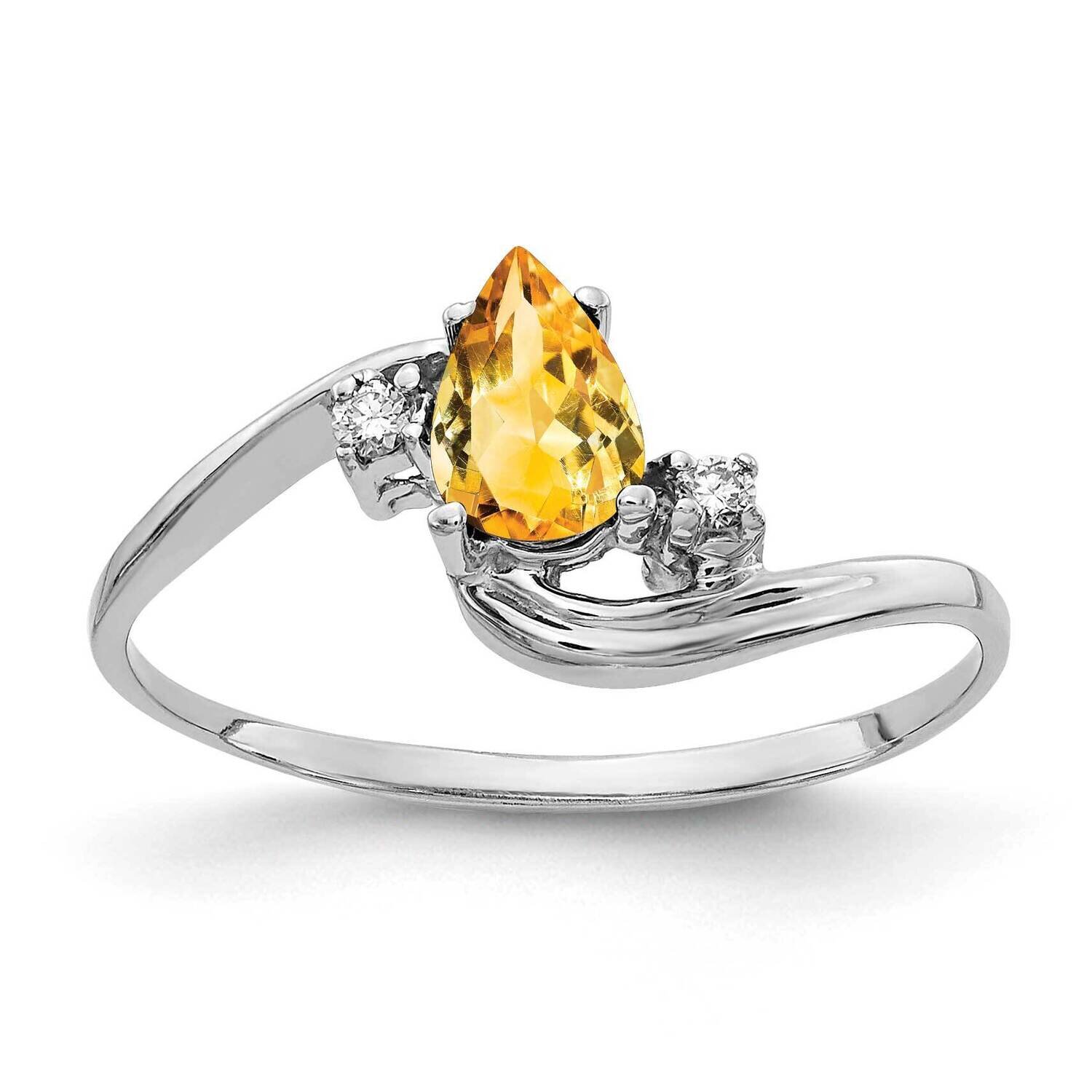 6x4mm Pear Citrine A Diamond Ring 14k White Gold Y2039CI/A, MPN: Y2039CI/A, 883957688404