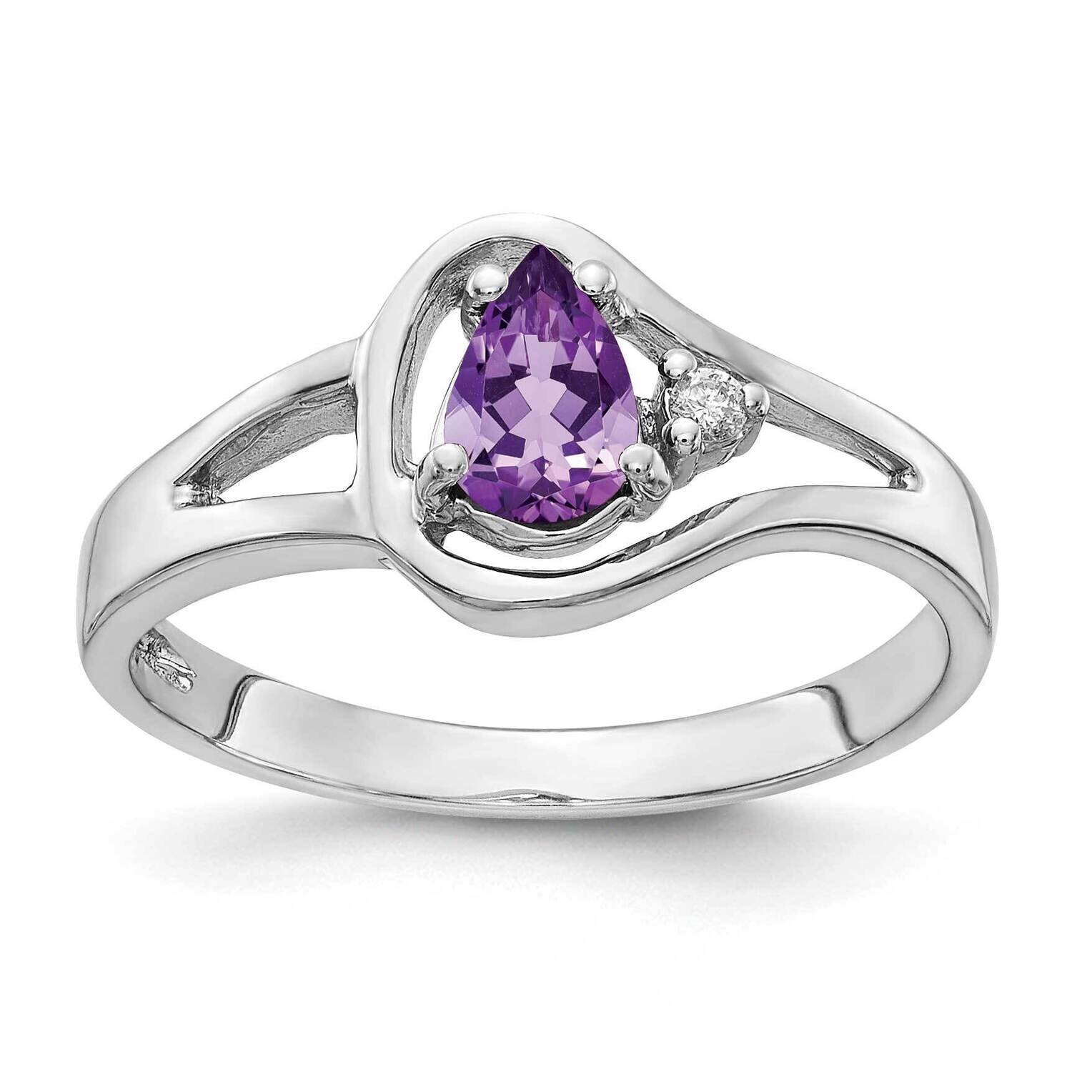6x4mm Pear Amethyst AA Diamond Ring 14k White Gold Y2071AM/AA, MPN: Y2071AM/AA, 883957687315