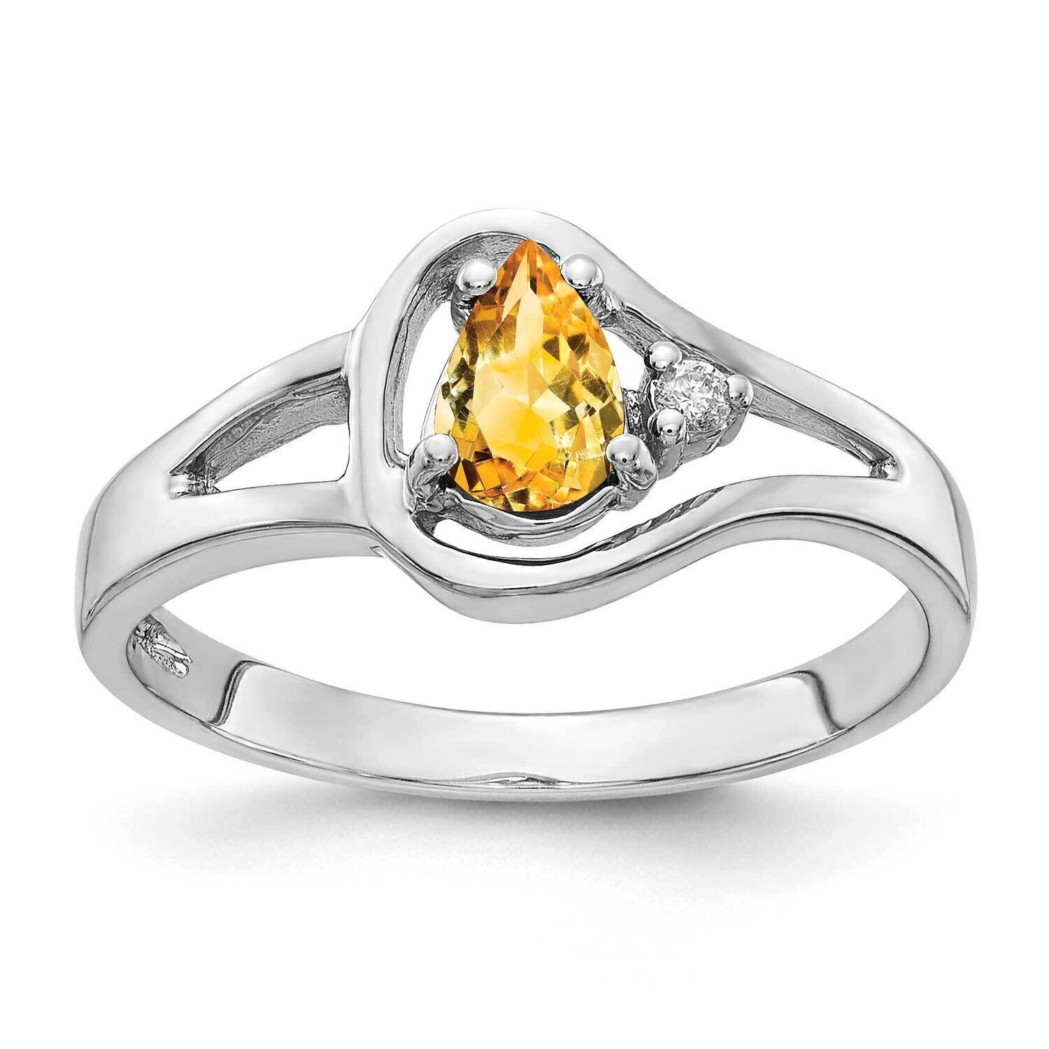 6x4mm Pear Citrine AA Diamond Ring 14k White Gold Y2071CI/AA, MPN: Y2071CI/AA, 883957688503