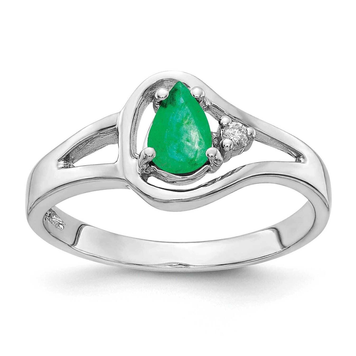 6x4mm Pear Emerald AA Diamond Ring 14k White Gold Y2071E/AA, MPN: Y2071E/AA, 191101548246